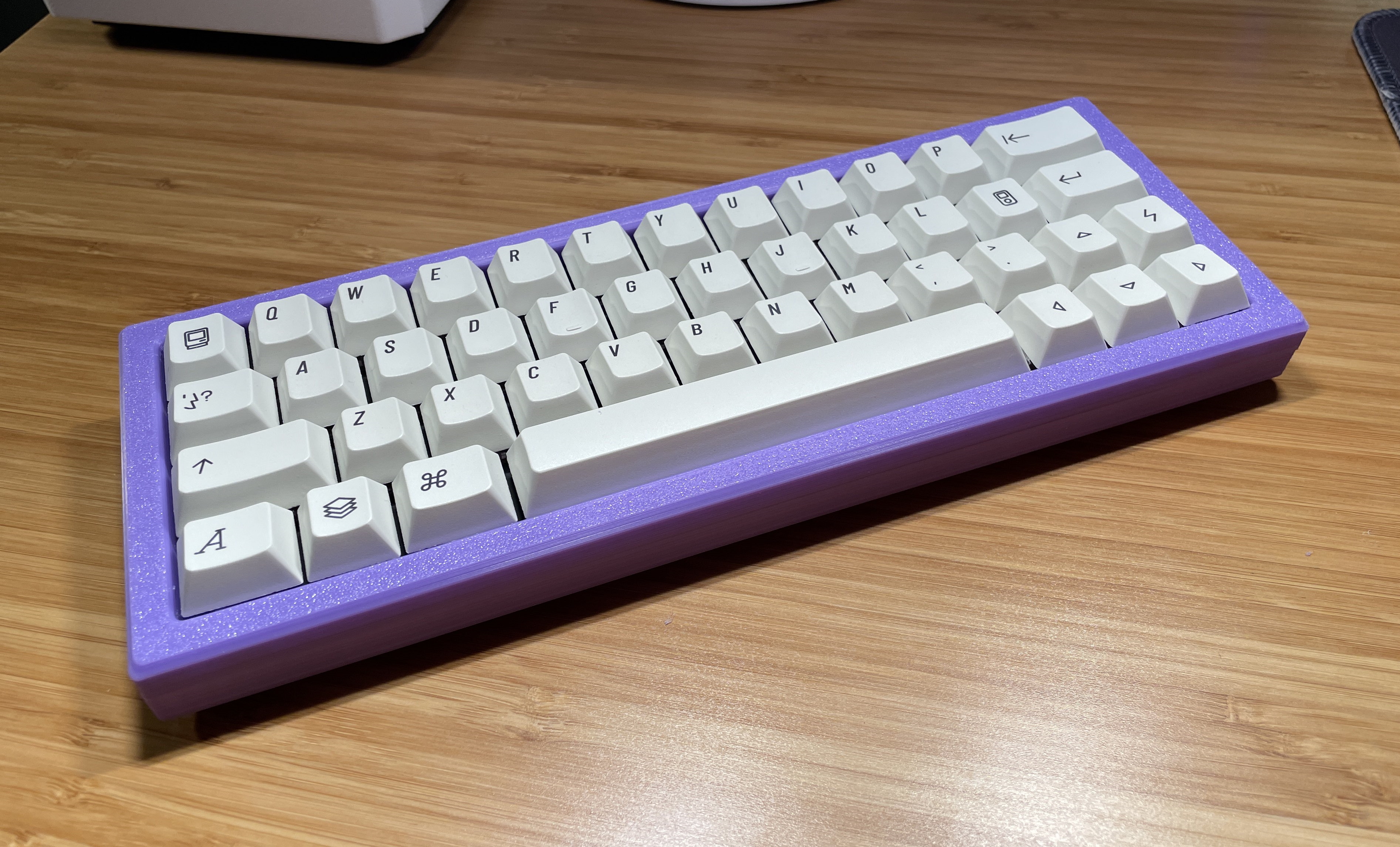 Purple 3D printed Carpool with EPBT Extended2048 keycaps