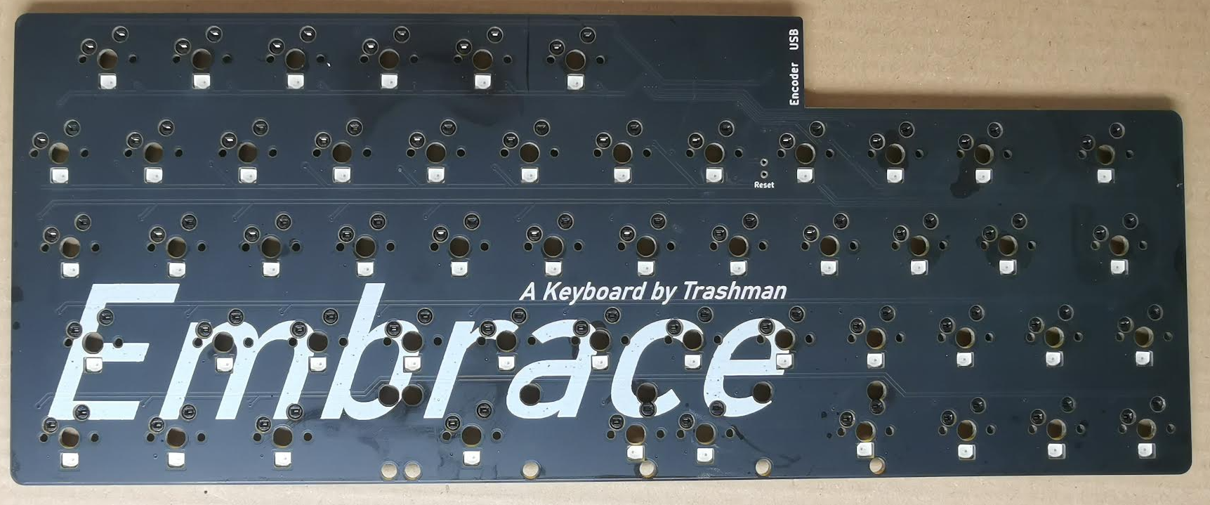 The front of a prototype Embrace PCB