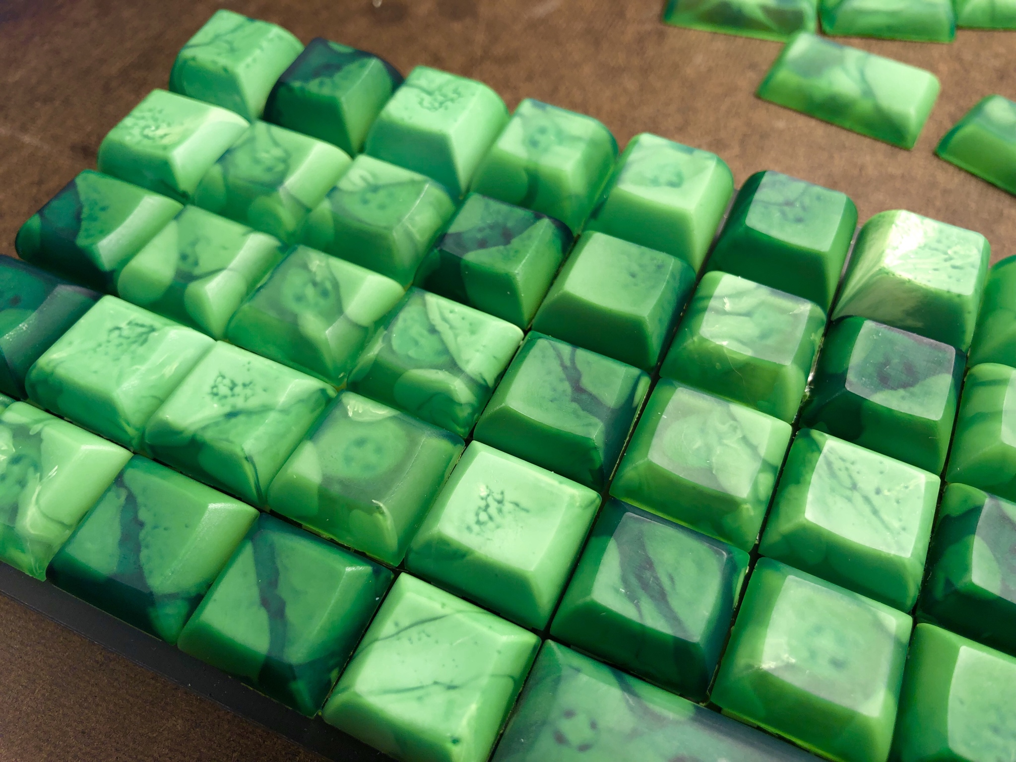 Closeup of the green resin HuB set