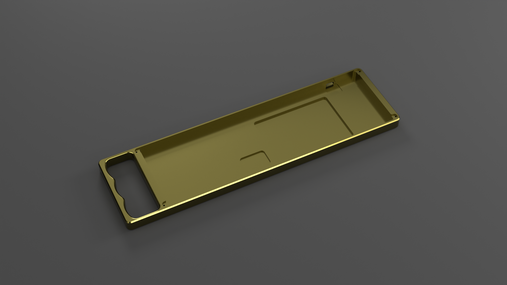 Render of Brass KnuckHull showing cutouts for Airport Shuttle PCBs