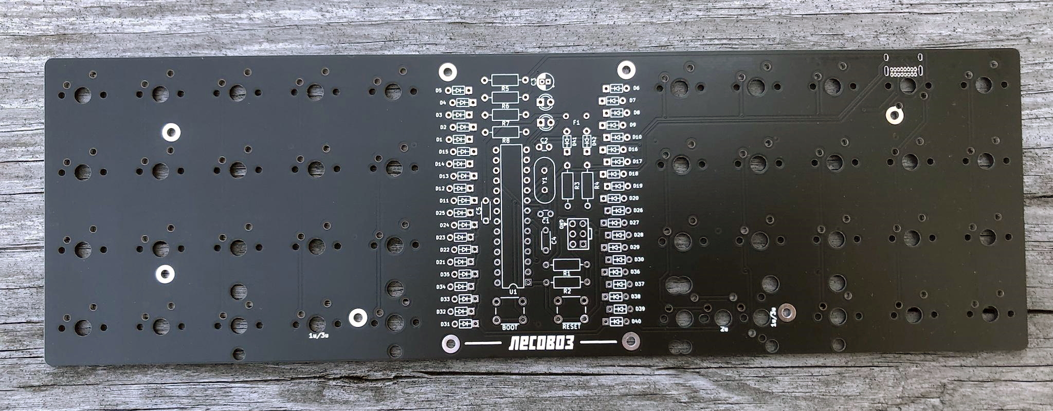 Front of a black rev1.2 Lesovoz PCB