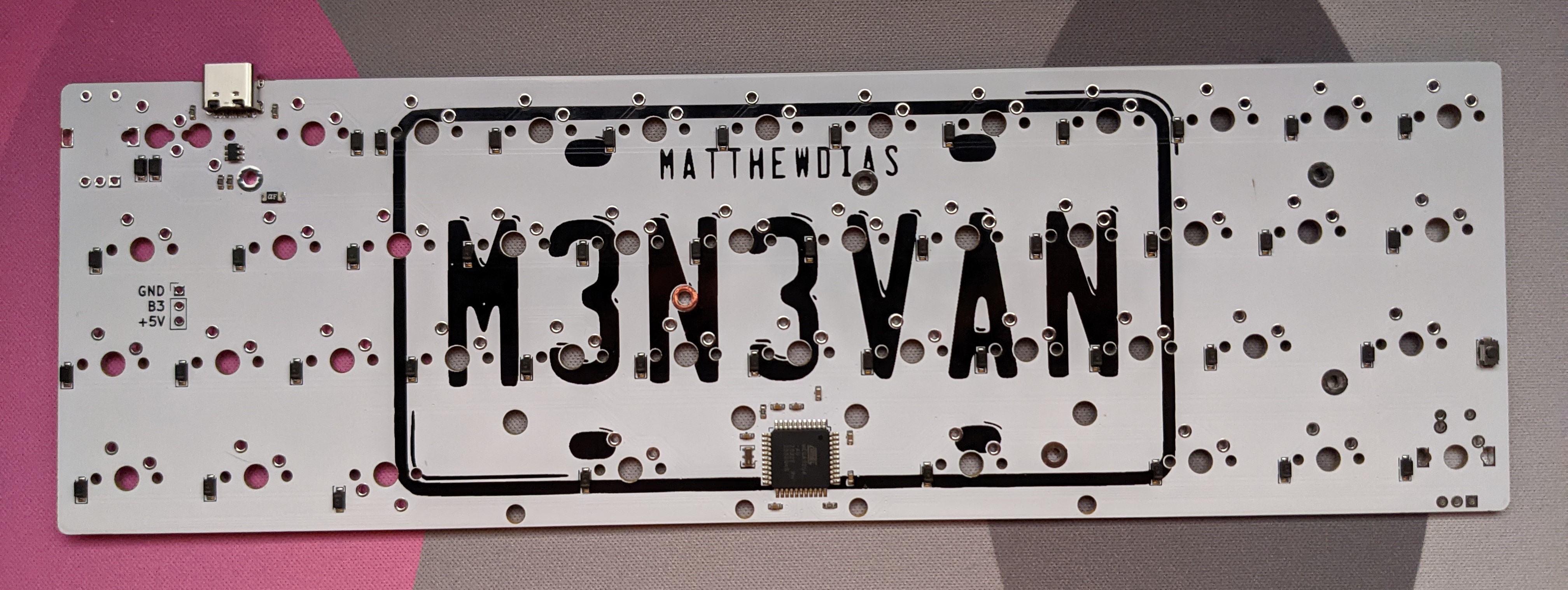 Back of the m3n3van rev2 PCB