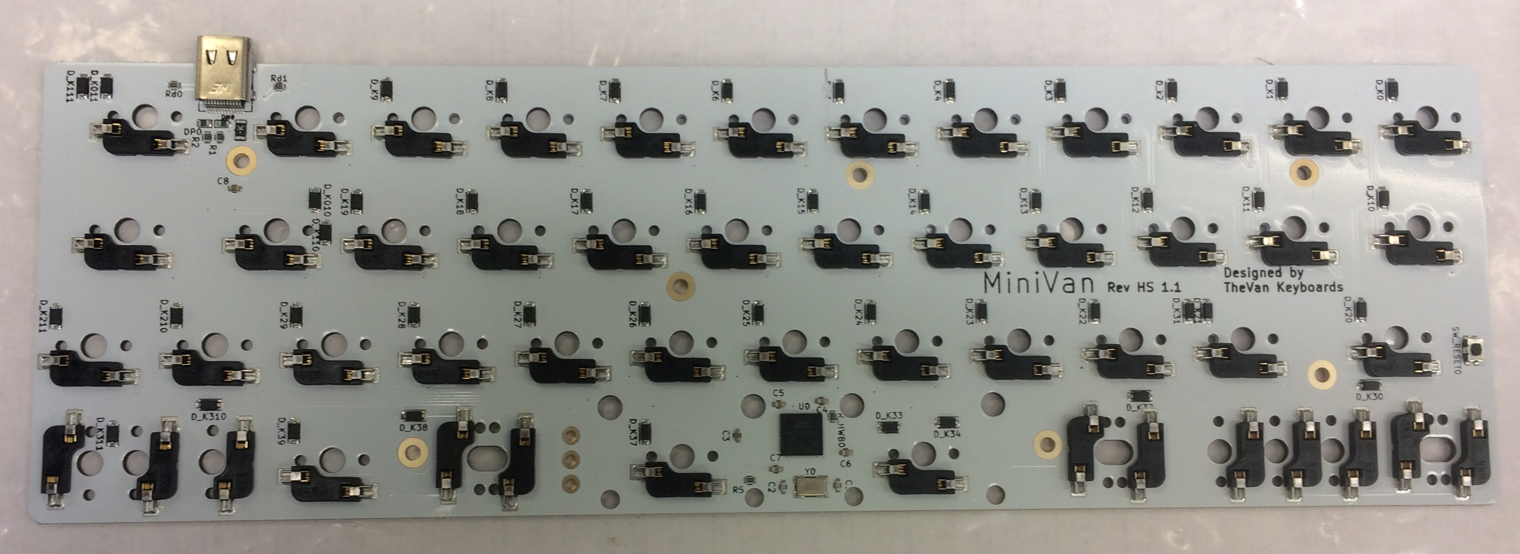 Back of the MiniVan HS Rev 1.1 PCB