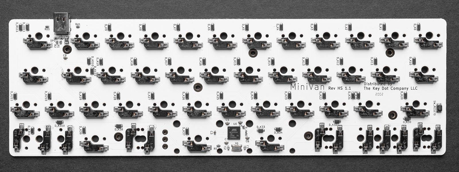 Back of the TheKey.Company-produced MiniVan PCB