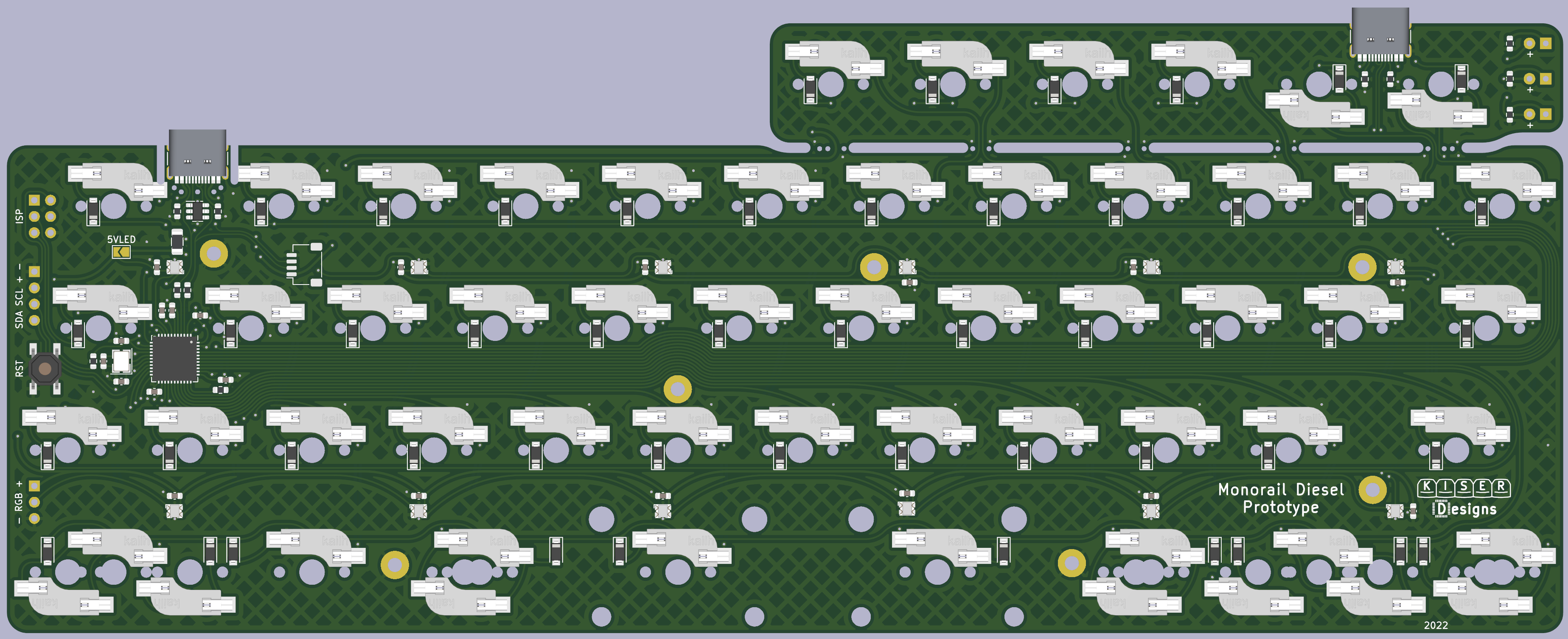 Render of the back of the Monorail Diesel PCB