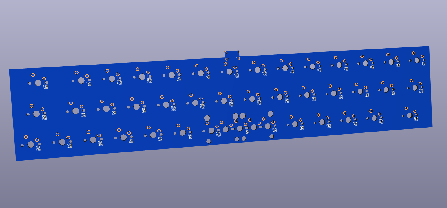 Render of the underside of the PCB designed for Scull